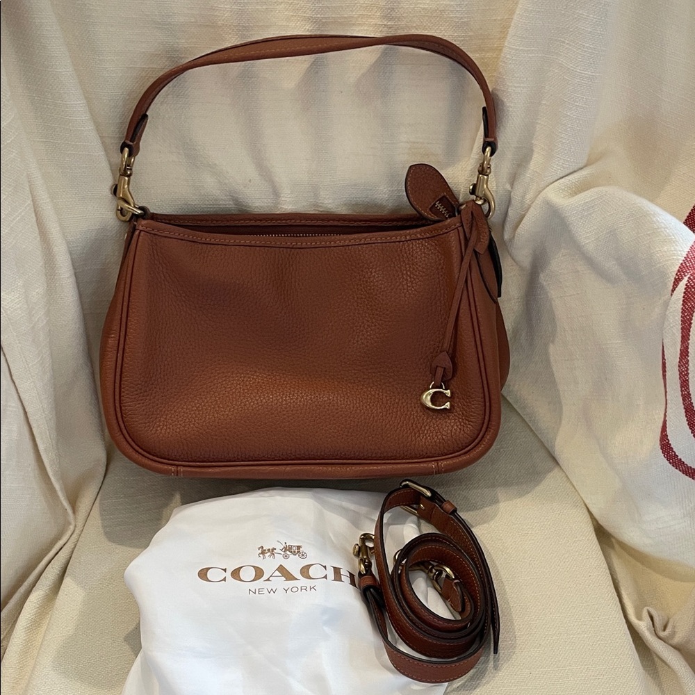 Coach Pebbled Leather Shoulder Bag in Chestnut Brown